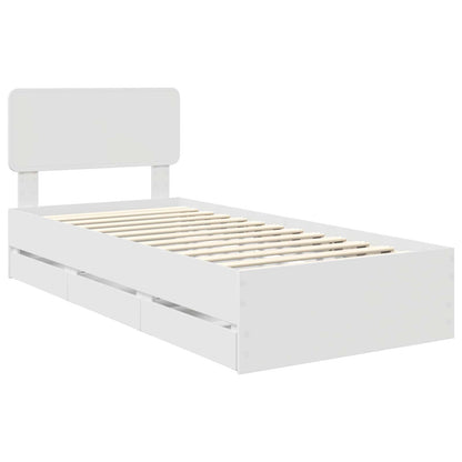 vidaXL Bettrahmen mit Schubladen Weiß 75 x 190 cm Ingenieurs Holz