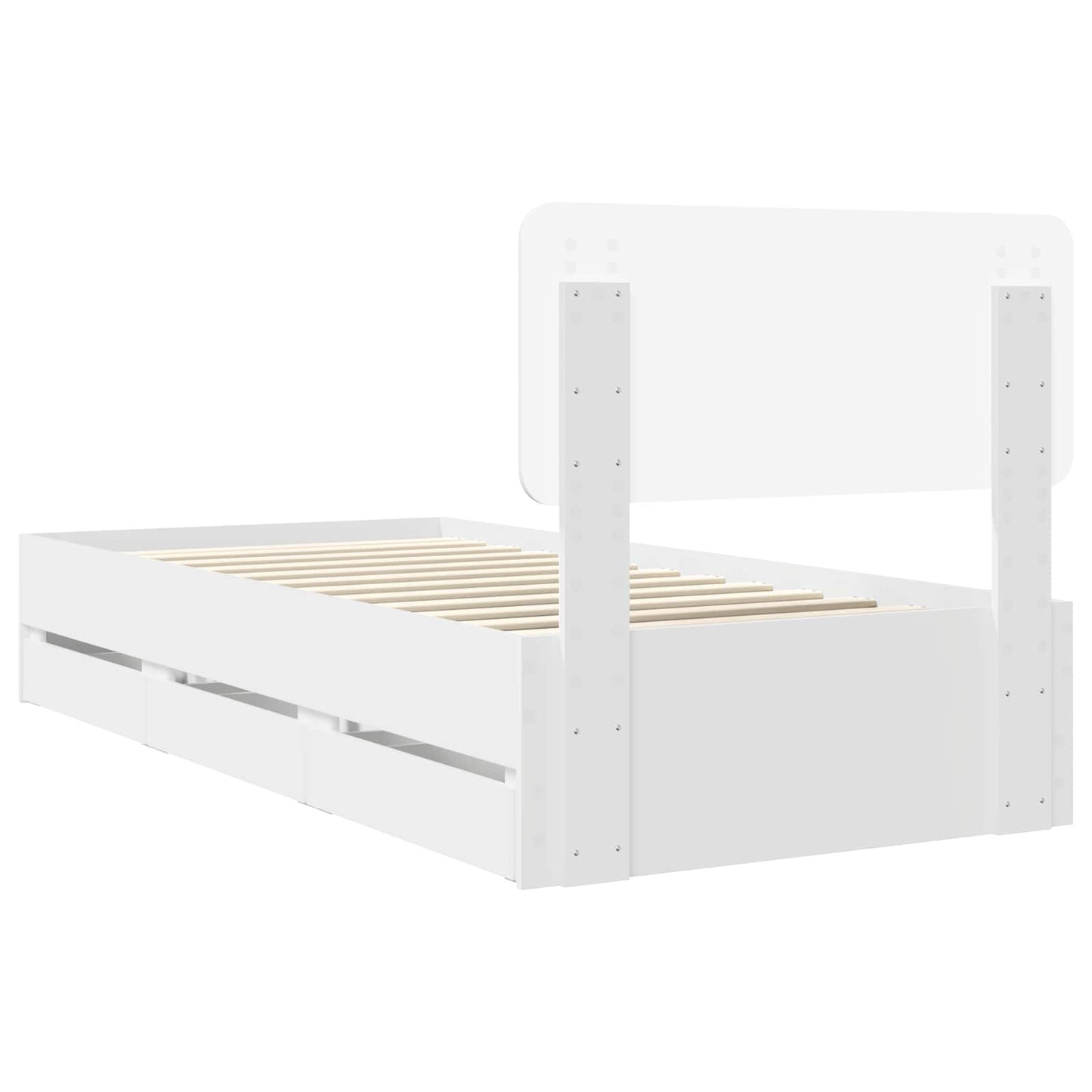 vidaXL Bettrahmen mit Schubladen Weiß 75 x 190 cm Ingenieurs Holz