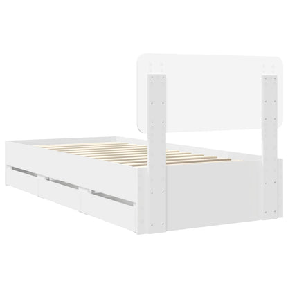 vidaXL Bettrahmen mit Schubladen Weiß 75 x 190 cm Ingenieurs Holz