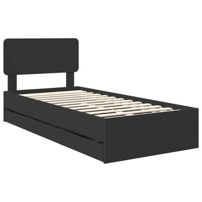 vidaXL Bettrahmen mit Schubladen Schwarz 75 x 190 cm Ingenieurs Holz