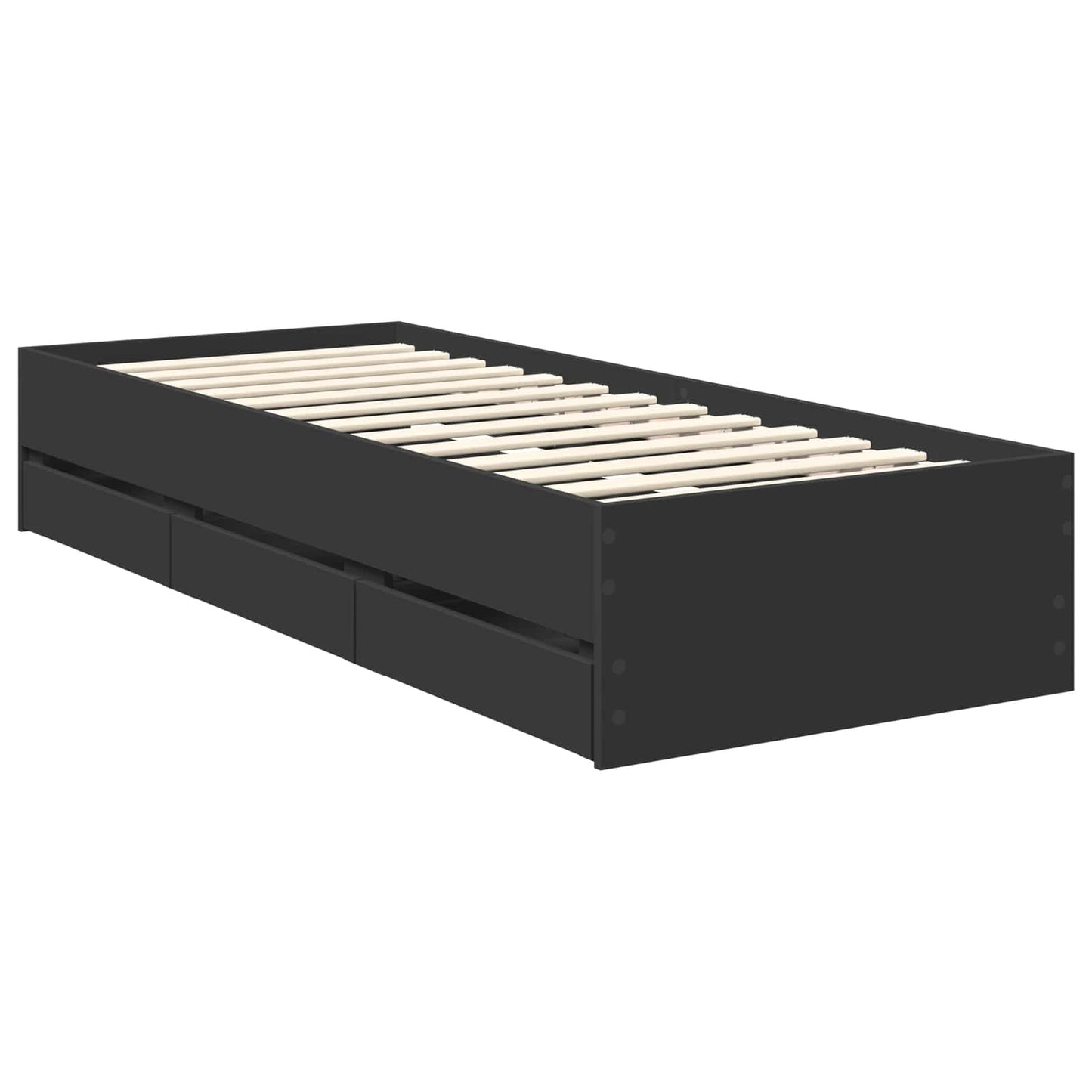 vidaXL Bettrahmen mit Schubladen Schwarz 75 x 190 cm Ingenieurs Holz