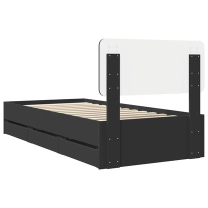 vidaXL Bettrahmen mit Schubladen Schwarz 75 x 190 cm Ingenieurs Holz