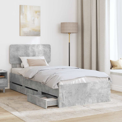 vidaXL Cadre de lit avec tête de lit Gris Béton 75 x 190 cm Bois d'ingénierie