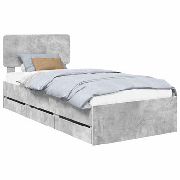 vidaXL Cadre de lit avec tête de lit Gris Béton 75 x 190 cm Bois d'ingénierie