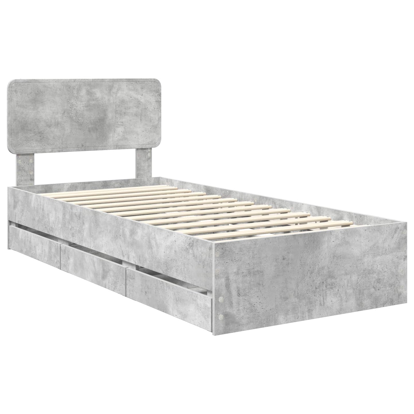 vidaXL Cadre de lit avec tête de lit Gris Béton 75 x 190 cm Bois d'ingénierie