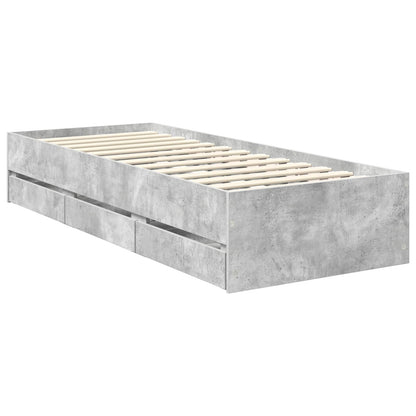 vidaXL Cadre de lit avec tête de lit Gris Béton 75 x 190 cm Bois d'ingénierie