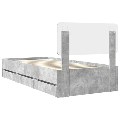vidaXL Cadre de lit avec tête de lit Gris Béton 75 x 190 cm Bois d'ingénierie