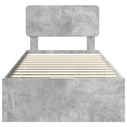 vidaXL Cadre de lit avec tête de lit Gris Béton 75 x 190 cm Bois d'ingénierie