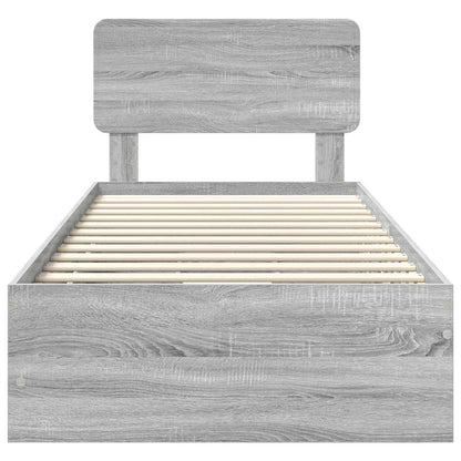 Bettrahmen mit Kopfteil Graues Sonoma 75 x 190 cm Holzwerkstoff