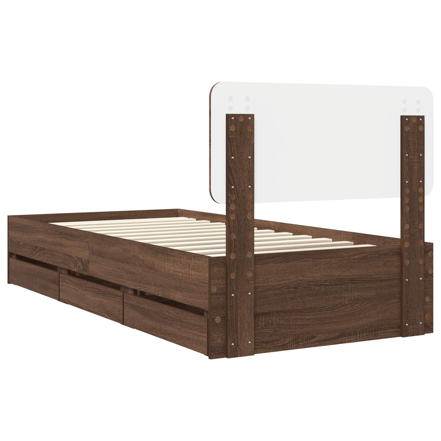 Bettrahmen Braun Eichen-Optik 75 x 190 cm Holzwerkstoff