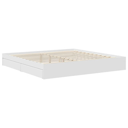 vidaXL Aufbewahrungsbett mit Kopfteil Weiß 200 x 200 cm Holzwerkstoff