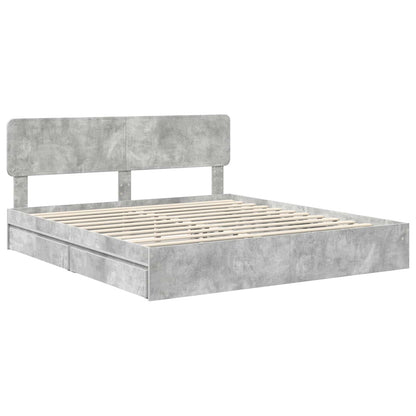 vidaXL Aufbewahrungsbett Beton Grau 200 x 200 cm Holzwerkstoff