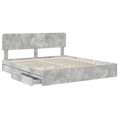 vidaXL Aufbewahrungsbett Beton Grau 200 x 200 cm Holzwerkstoff