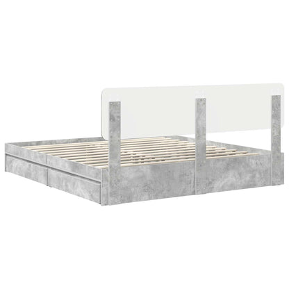 vidaXL Aufbewahrungsbett Beton Grau 200 x 200 cm Holzwerkstoff