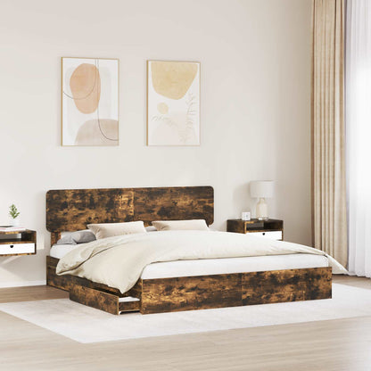 vidaXL Aufbewahrungsbett Geräucherte Eiche 200 x 200 cm Holzwerkstoff