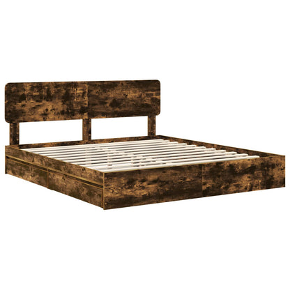 vidaXL Aufbewahrungsbett Geräucherte Eiche 200 x 200 cm Holzwerkstoff