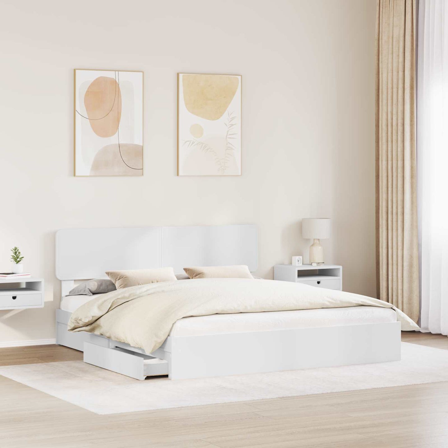 vidaXL Aufbewahrungsbett mit Kopfteil Weiß 180 x 200 cm Holzwerkstoff