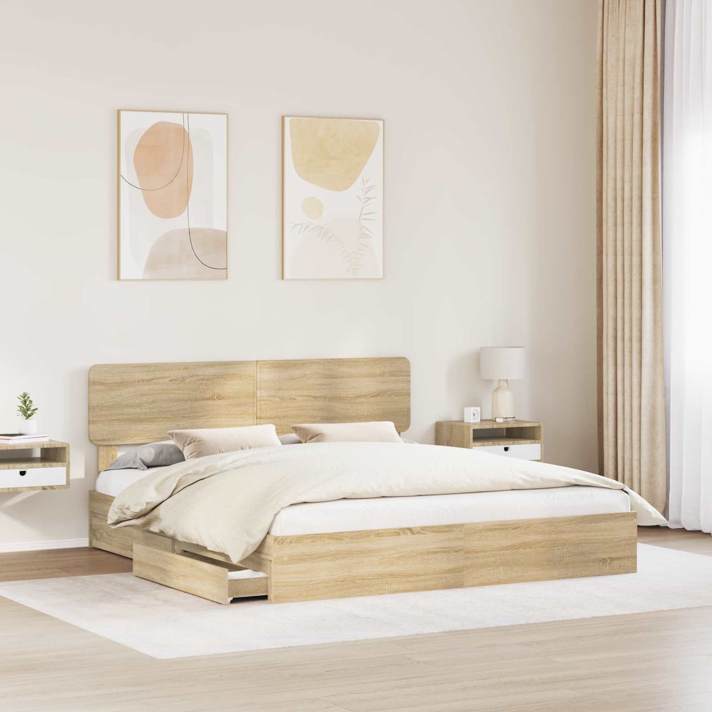 vidaXL Aufbewahrungsbett Sonoma-Eiche 180 x 200 cm Holzwerkstoff