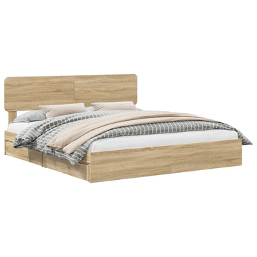 vidaXL Aufbewahrungsbett Sonoma-Eiche 180 x 200 cm Holzwerkstoff