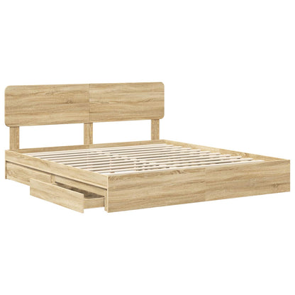 vidaXL Aufbewahrungsbett Sonoma-Eiche 180 x 200 cm Holzwerkstoff