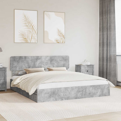 vidaXL Lit de rangement gris béton 180 x 200 cm Aggloméré