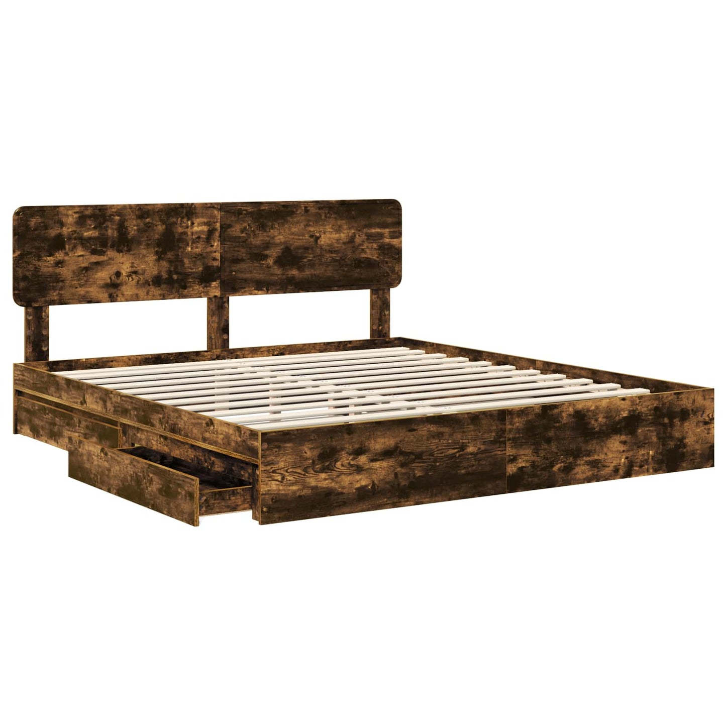 vidaXL Aufbewahrungsbett Geräucherte Eiche 180 x 200 cm Holzwerkstoff