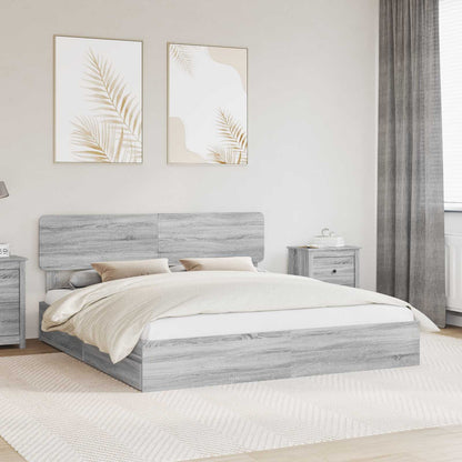 vidaXL Lit de rangement Gris Sonoma 180 x 200 cm Bois d'ingénierie