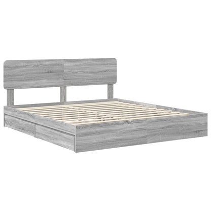 vidaXL Lit de rangement Gris Sonoma 180 x 200 cm Bois d'ingénierie