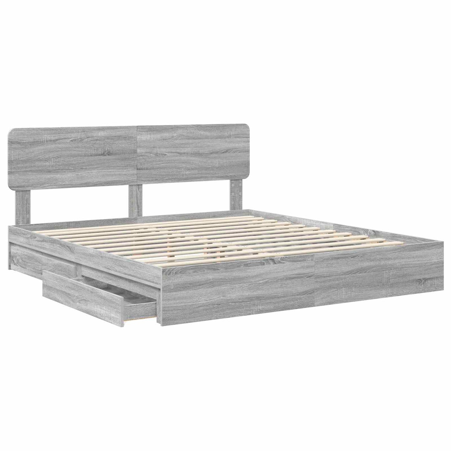 vidaXL Lit de rangement Gris Sonoma 180 x 200 cm Bois d'ingénierie