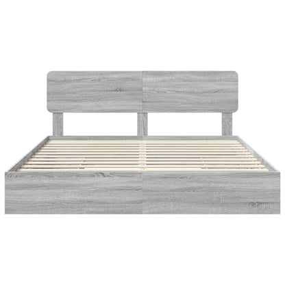 vidaXL Lit de rangement Gris Sonoma 180 x 200 cm Bois d'ingénierie