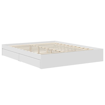 vidaXL Lit de rangement avec tête de lit Blanc 160 x 200 cm Bois d'ingénierie