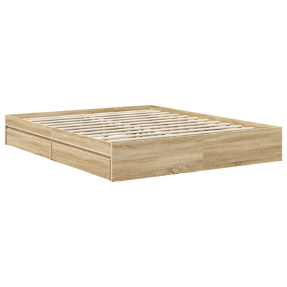 vidaXL Aufbewahrungsbett Sonoma-Eiche 160 x 200 cm Holzwerkstoff