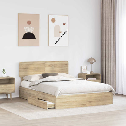 vidaXL Aufbewahrungsbett Sonoma-Eiche 150 x 200 cm Holzwerkstoff