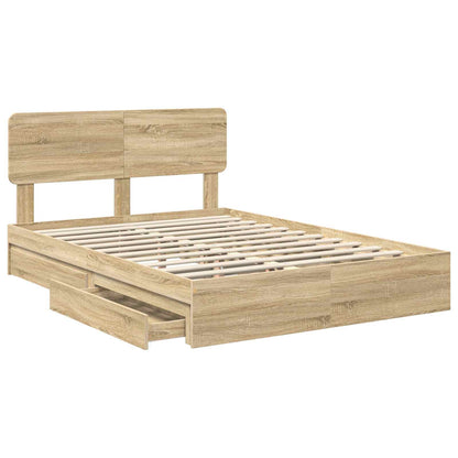 vidaXL Aufbewahrungsbett Sonoma-Eiche 150 x 200 cm Holzwerkstoff