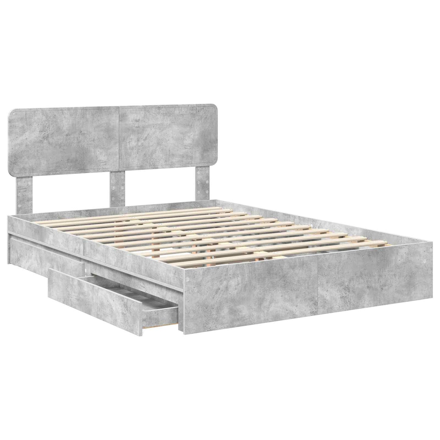 vidaXL Aufbewahrungsbett Beton Grau 150 x 200 cm Holzwerkstoff