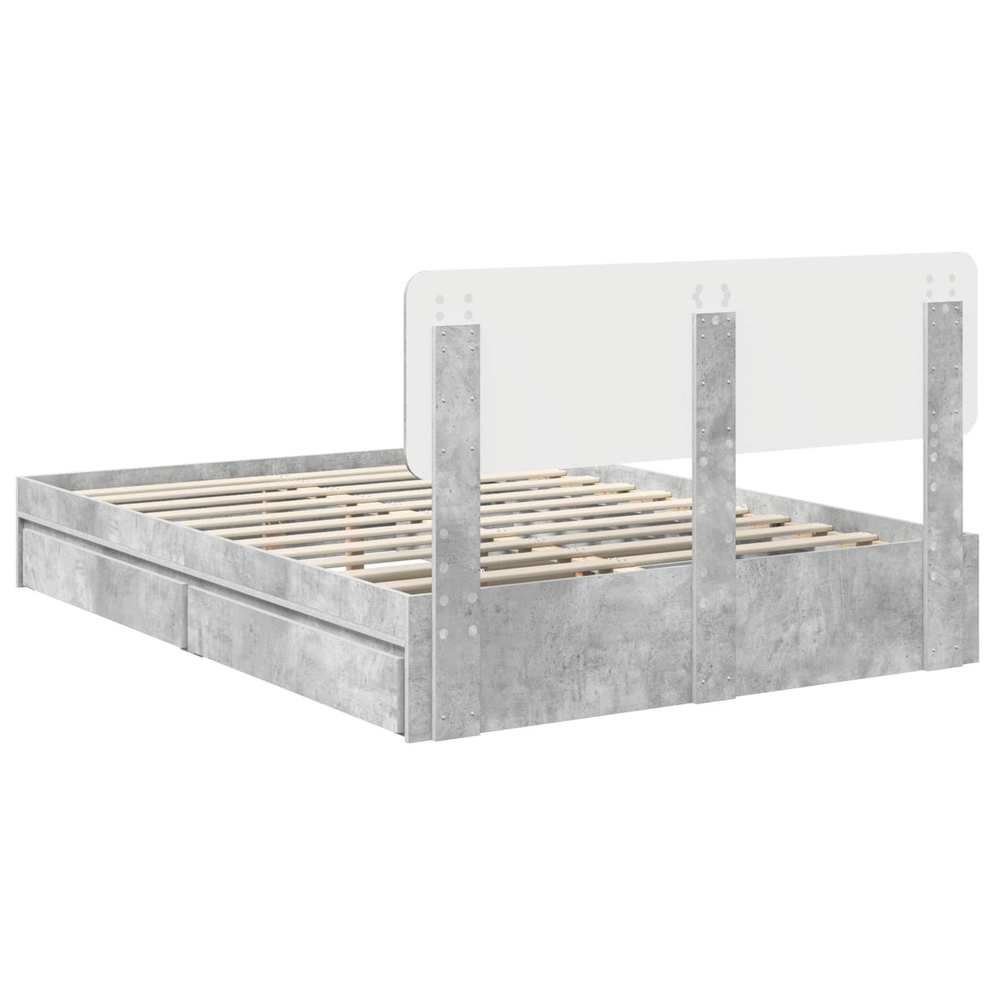 vidaXL Aufbewahrungsbett Beton Grau 150 x 200 cm Holzwerkstoff