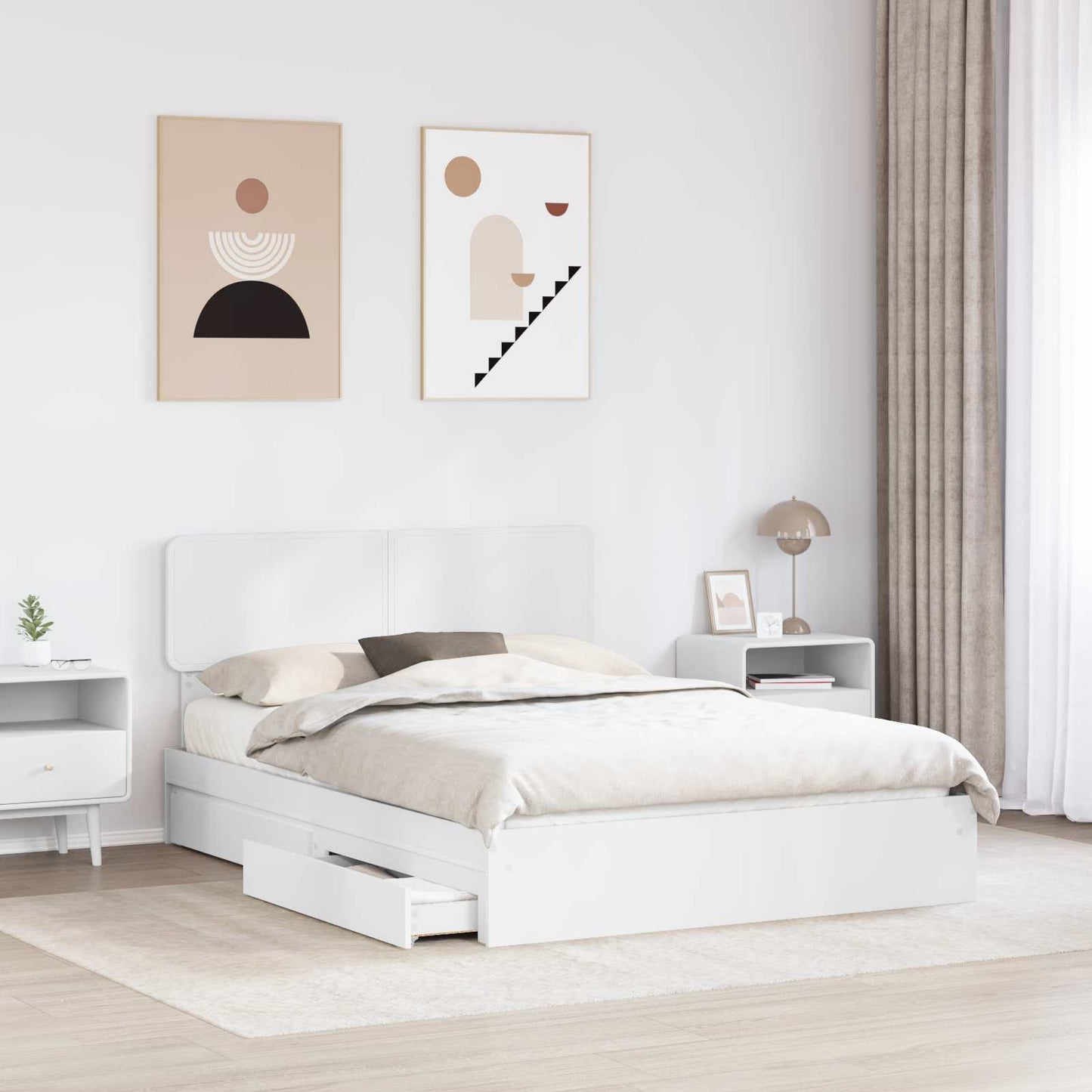vidaXL Aufbewahrungsbett mit Kopfteil Weiß 140 x 200 cm Holzwerkstoff