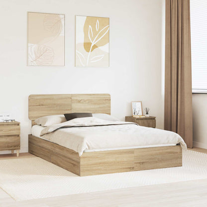 vidaXL Aufbewahrungsbett Sonoma-Eiche 140 x 200 cm Holzwerkstoff