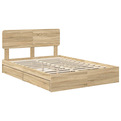 vidaXL Aufbewahrungsbett Sonoma-Eiche 140 x 200 cm Holzwerkstoff