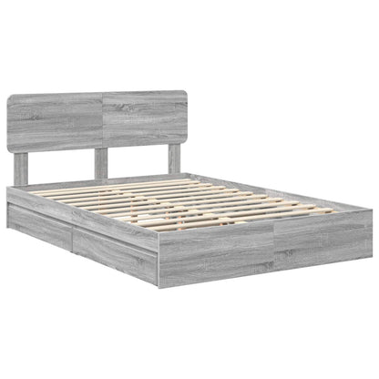 vidaXL Lit de rangement gris Sonoma 140 x 200 cm en bois d'ingénierie