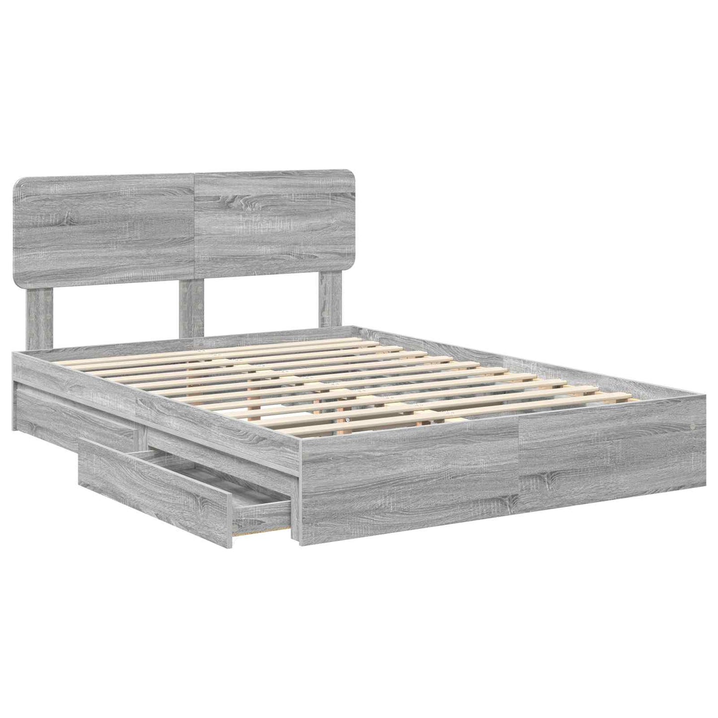 vidaXL Lit de rangement gris Sonoma 140 x 200 cm en bois d'ingénierie