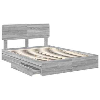 vidaXL Lit de rangement gris Sonoma 140 x 200 cm en bois d'ingénierie