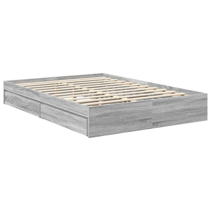 vidaXL Lit de rangement gris Sonoma 140 x 200 cm en bois d'ingénierie