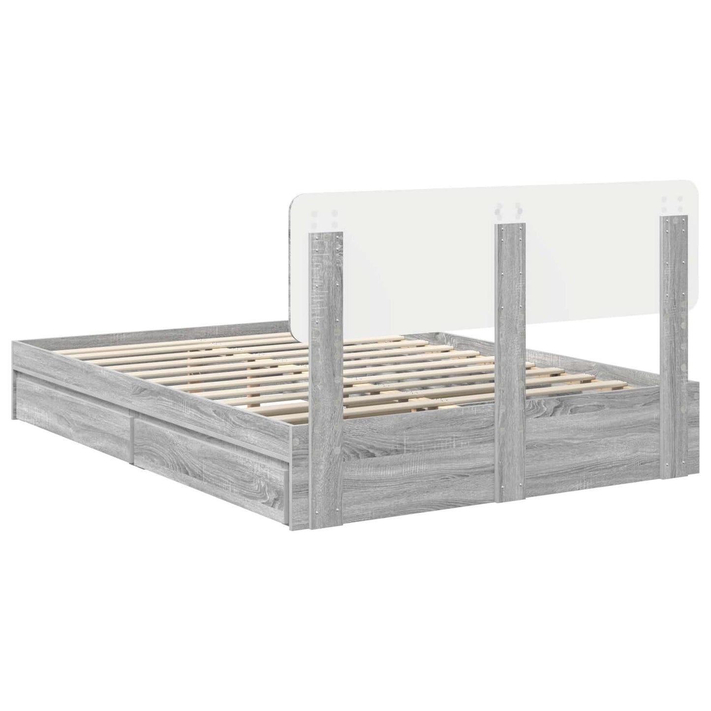 vidaXL Lit de rangement gris Sonoma 140 x 200 cm en bois d'ingénierie