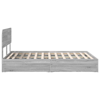 vidaXL Lit de rangement gris Sonoma 140 x 200 cm en bois d'ingénierie