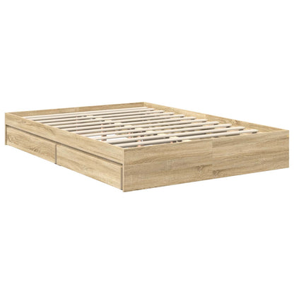 vidaXL Aufbewahrungsbett Sonoma-Eiche 140 x 190 cm Holzwerkstoff