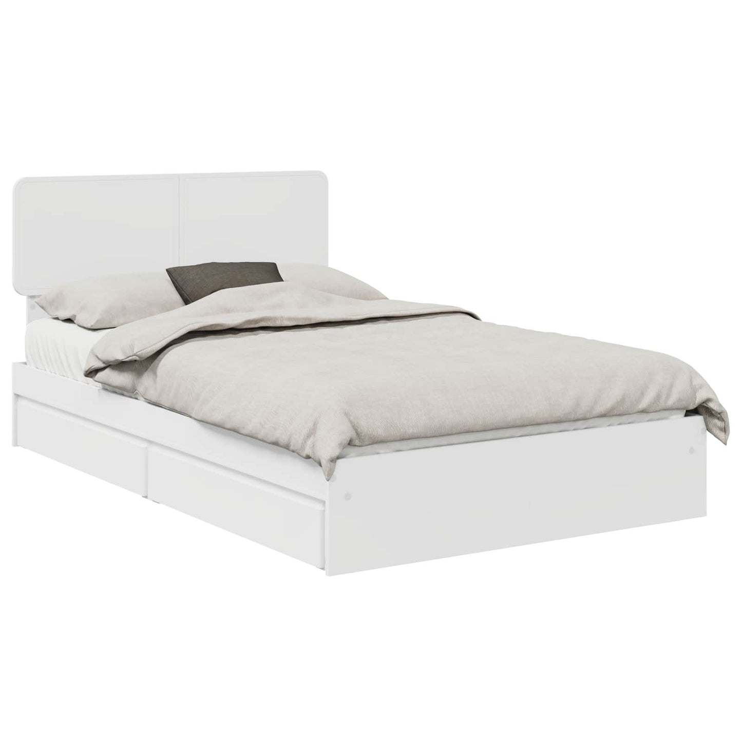 vidaXL Aufbewahrungsbett mit Kopfteil Weiß 135 x 190 cm Holzwerkstoff