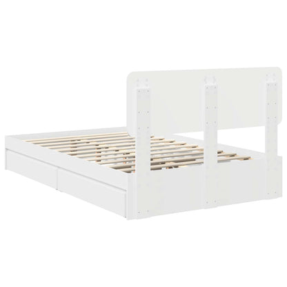 vidaXL Aufbewahrungsbett mit Kopfteil Weiß 135 x 190 cm Holzwerkstoff