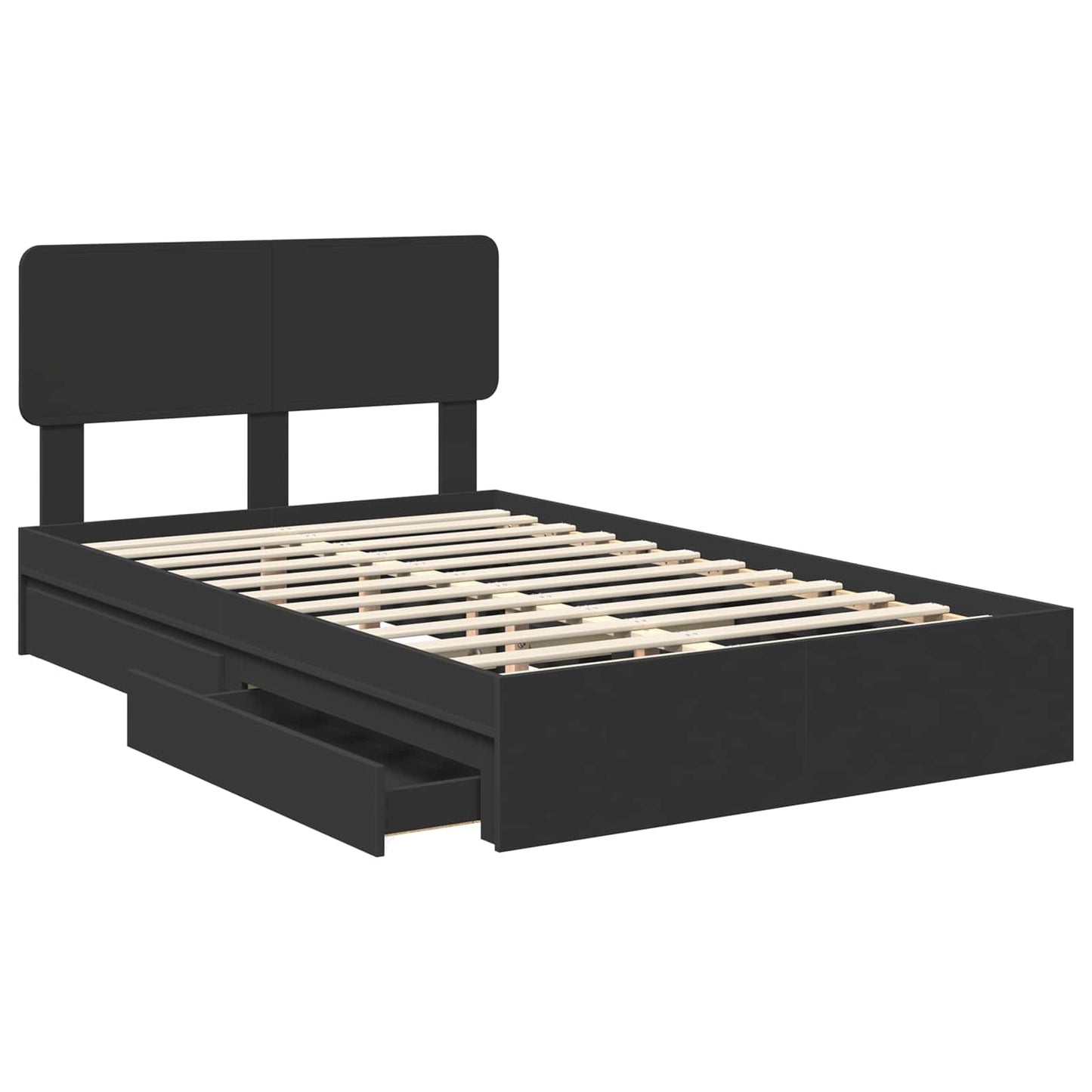 vidaXL Aufbewahrungsbett Schwarz 135 x 190 cm Holzwerkstoff