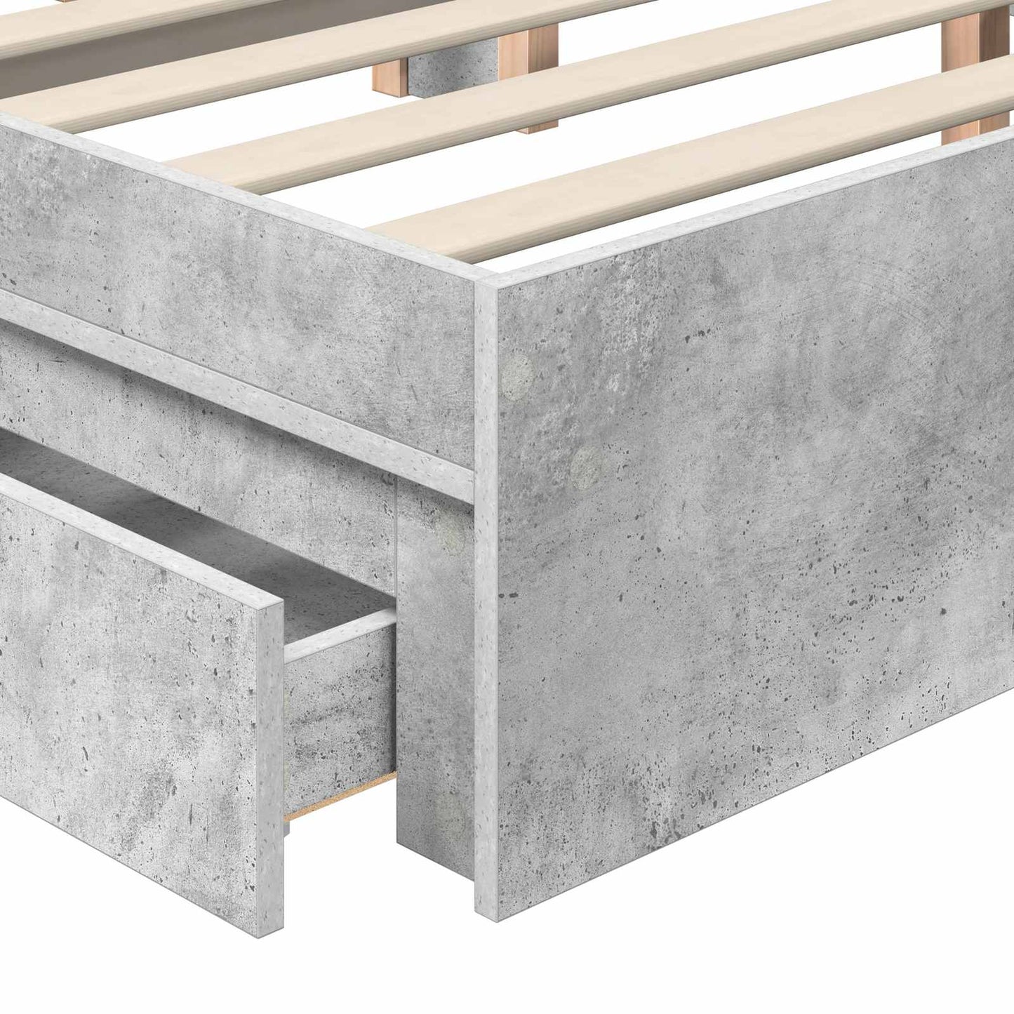 vidaXL Aufbewahrungsbett Beton Grau 135 x 190 cm Holzwerkstoff